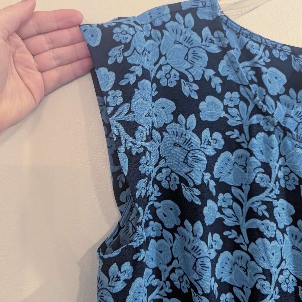 Cabi Blue Java Dress L Drawstring Stretch Waist P… - image 3